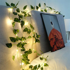 Green Leaf Vine Fairy String Lights – alternate angle view