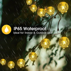 Solar String Lights 200 LED Crystal Globe – close-up view