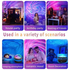LED Galaxy Projector Bedroom Night Light – styled view