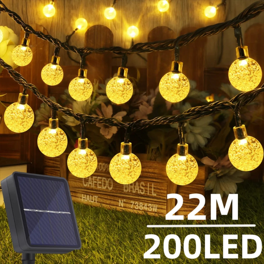Solar String Lights 200 LED Crystal Globe