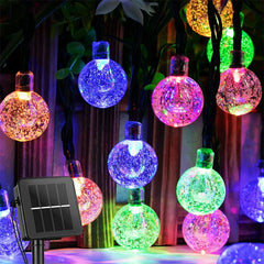 Solar String Lights 200 LED Crystal Globe – side view