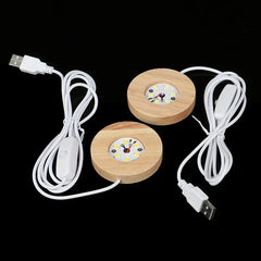 LED Wooden Round Light Base for Crystal & Resin Art – close-up view