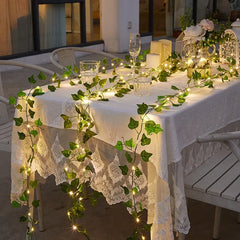 Green Leaf Vine Fairy String Lights – styled view