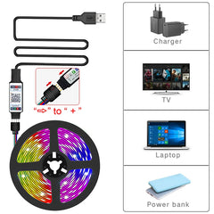 USB RGB LED Strip Room Light – styled view
