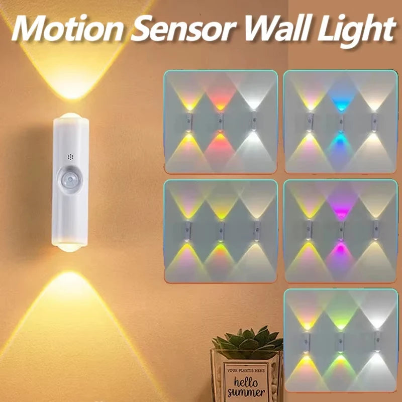 Double-Head RGB Motion Sensor Magnetic Wall Lamp