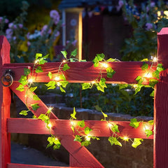 Green Leaf Vine Fairy String Lights – close-up view