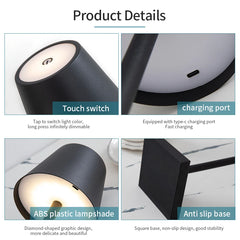 Rechargeable Touch Dimmable LED Table Lamp – styled view