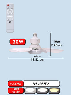 E27 LED Ceiling Fan Light with Remote – side view
