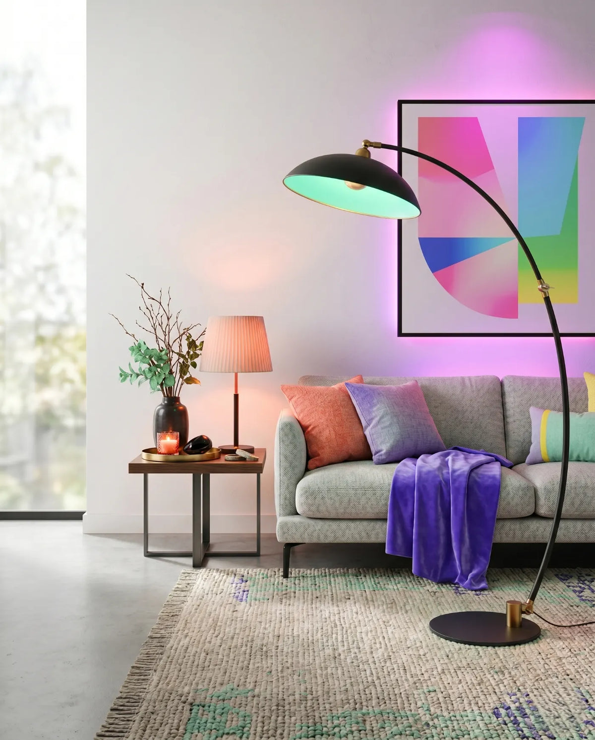 Styled Rubi Decor room with warm lighting
